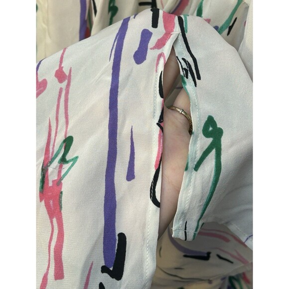 ISABEL MARANT Silk Amba Blouse Lightweight Top Sz 40 / 8 Ecru Printed Split Neck - Picture 7 of 11